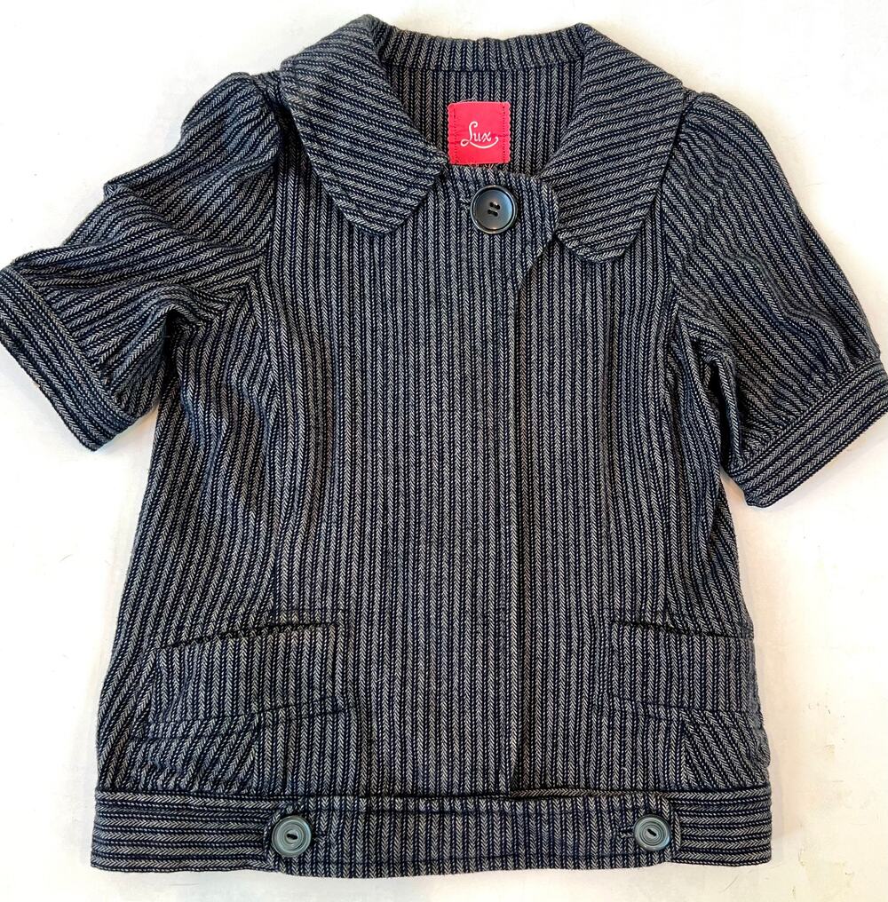 Anthropologie Lux Womens Pinstripe Full Zip Short Sleeve Blazer - Size Small